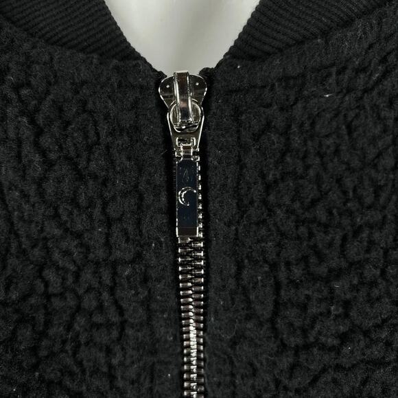 Zyia Active Leopard Flying V Teddy Fleece Jacket High Pile Black Zip Up Size S - Picture 6 of 11